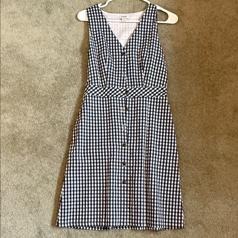 J. Crew Black and White Checkered Midi Dress